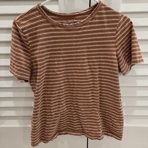 Universal Thread Rust and White Striped Tee